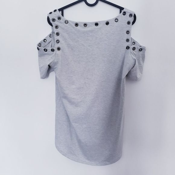 Strazzi Open Shoulder Grey Top - Picture 8 of 8